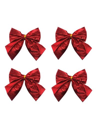 Yılbaşı Fiyonk Saten Parlak Kırmızı 10 Cm 4 Parça - 