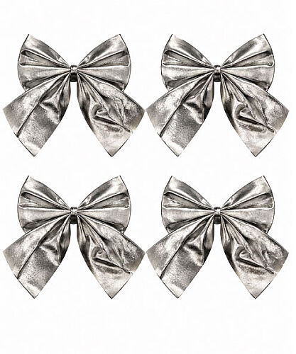 Yılbaşı Fiyonk Saten Parlak Gümüş 10 Cm 4 Parça - 