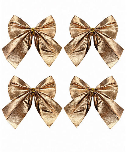 Yılbaşı Fiyonk Saten Parlak Rose Gold 10 Cm 4 Parça - 