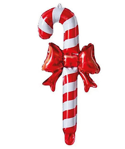 Yılbaşı Folyo Balon Kırmızı Kurdaleli Baston 57-29.5cm (4844) - 