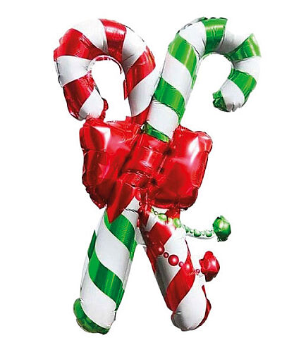Yılbaşı Folyo Balon Kırmızı Yeşil Baston 63-49cm (8217) - 