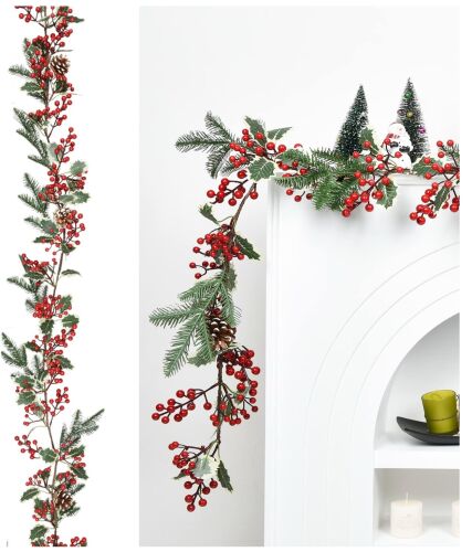 Yılbaşı Garland Berryli Kozalaklı 180 Cm - 4