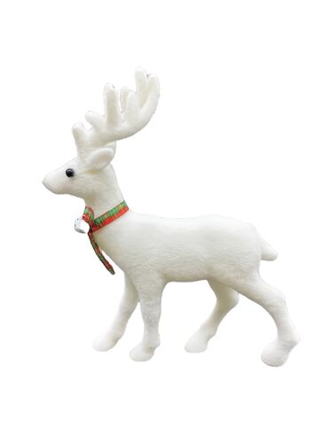 Yılbaşı Geyik Beyaz Kadife Tüylü 28 Cm - 