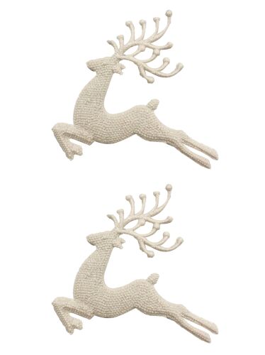 Yılbaşı Ağaç Süsü Geyik Model Beyaz 12 Cm 2 Parça - 