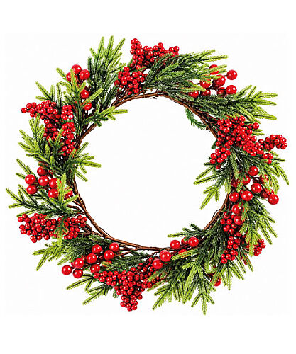 Yılbaşı Kapı Süsü Çelenk Berryli 45 Cm - 