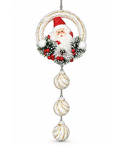 Yılbaşı Kapı Süsü Çelenk Noel Baba 60 cm - 