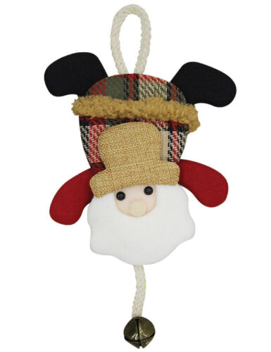 Yılbaşı Kapı Süsü Ekoseli Çanlı Noel Baba 20 Cm - 