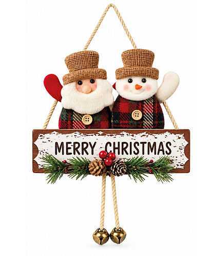 Yılbaşı Kapı Süsü Merry Christmas Figür 35 Cm Renkli 2 li - 