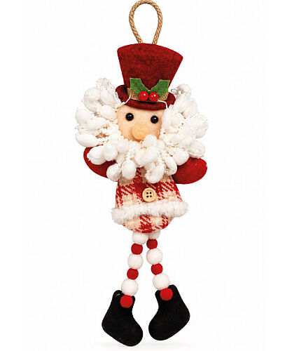 Yılbaşı Kapı Süsü Peluş Ekoseli Noel Baba 40 Cm - 
