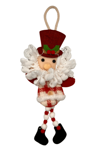 Yılbaşı Kapı Süsü Peluş Ekoseli Noel Baba 40 Cm - 