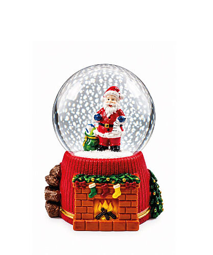 Yılbaşı Kar Küresi Ayıcıklı Şömine Model Işıklı 7 Cm Noel Baba Model - 