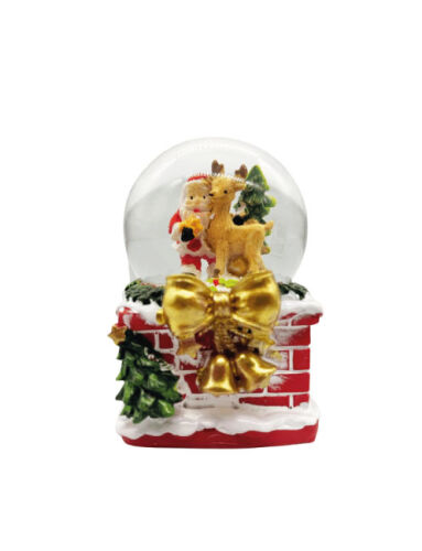 Yılbaşı Kar Küresi Baca Kırmızı Ayakta Noel Baba Model 7 Cm - 