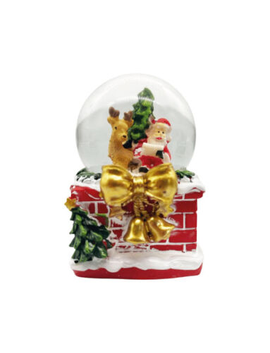 Yılbaşı Kar Küresi Baca Kırmızı Oturan Noel Baba Model 7 Cm - 