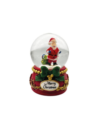 Yılbaşı Kar Küresi Fiyonklu İşlemeli Noel Baba Çuvallı Model 7 Cm - 