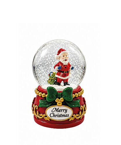 Yılbaşı Kar Küresi Fiyonklu İşlemeli Noel Baba Çuvallı Model 7 Cm - 