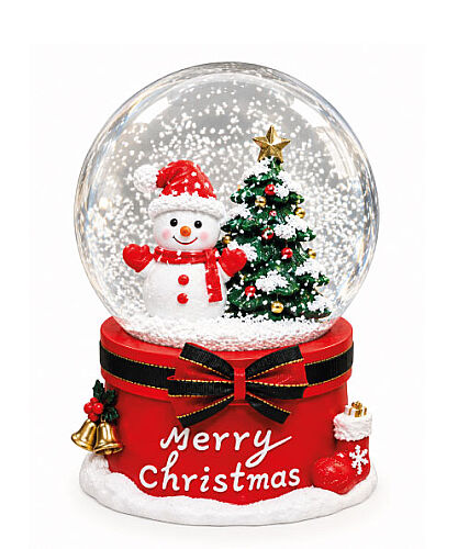 Yılbaşı Kar Küresi Fiyonklu Merry Christmas Motorlu Kar Atan - 
