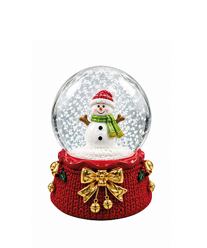 Yılbaşı Kar Küresi Fiyonklu Model 6 Cm Kardan Adam Yeşil Atkılı - 
