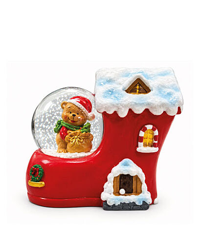 Yılbaşı Kar Küresi Papuçlu Ev Ayıcık Model 8 Cm - 