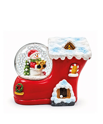 Yılbaşı Kar Küresi Papuçlu Ev Kardan Adam Model 8 Cm - 
