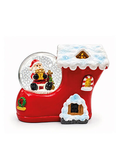 Yılbaşı Kar Küresi Papuçlu Ev Noel Baba Model 8 Cm - 