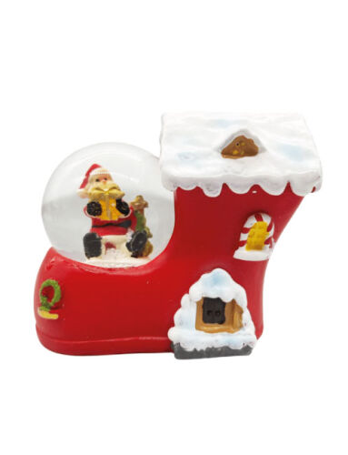 Yılbaşı Kar Küresi Papuçlu Ev Noel Baba Model 8 Cm - 