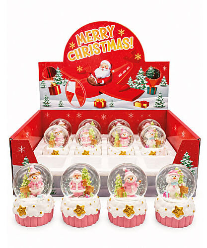 Yılbaşı Kar Küresi Pembe Model 7 Cm 12 Parça - 