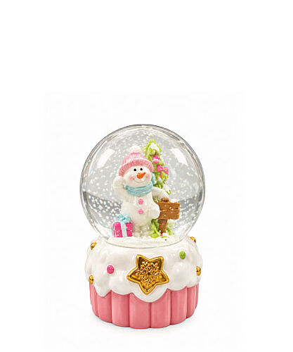 Yılbaşı Kar Küresi Pembe Model 7 Cm Kardan Adam - 