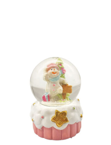 Yılbaşı Kar Küresi Pembe Model 7 Cm Kardan Adam - 