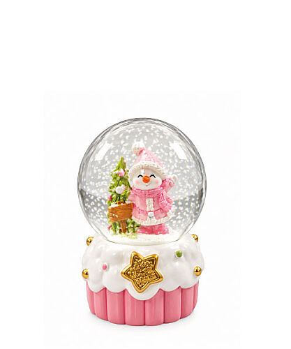 Yılbaşı Kar Küresi Pembe Model 7 Cm Penguen - 