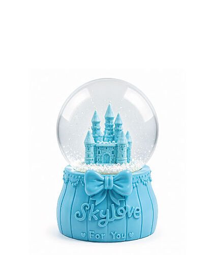 Kar Küresi Şato Figürlü Oval Tabanlı Küçük 7 cm - 