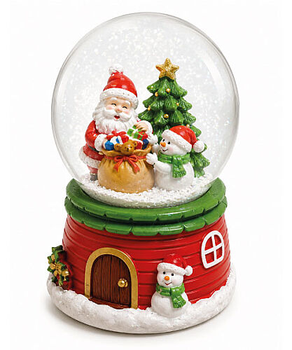Yılbaşı Kar Küresi Noel Baba Çuvallı Orta Müzikli Pilli - 