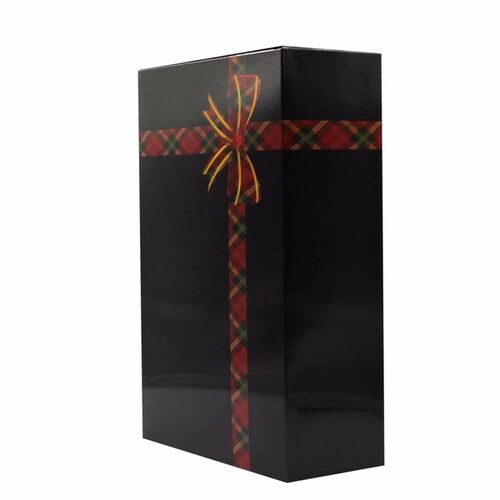 İthal Katlamalı Kutu Ekose Fiyonk Detaylı Siyah 19*30*9 cm - 