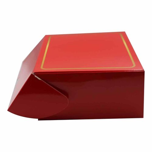 İthal Katlamalı Kutu Gold Çizgi Detaylı Kırmızı 17*24*8 cm - 3