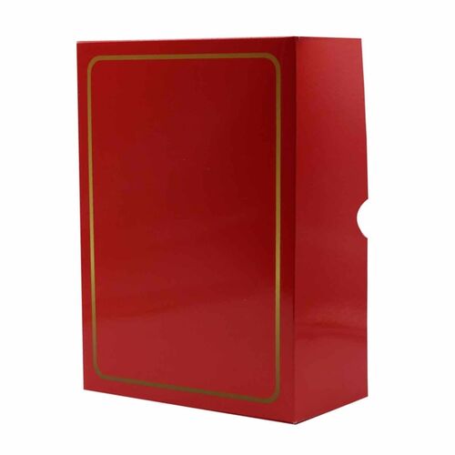 İthal Katlamalı Kutu Gold Çizgi Detaylı Kırmızı 17*24*8 cm - 