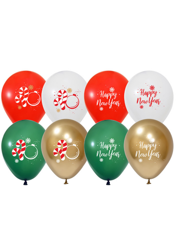 Yılbaşı Lateks Balon Happy New Year Asorti Baskılı 100 Parça - 