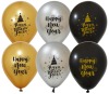 Yılbaşı Lateks Baskılı Balon Happy New Year Metalik 50 Parça 12 İnç - 1
