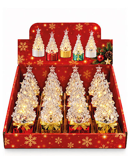 Yılbaşı Led Ağaç Figürlü Hediye Paketli Model 11 Cm 12 Parça - 