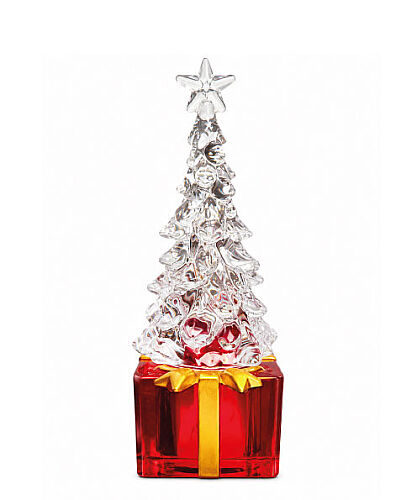 Yılbaşı Led Ağaç Figürlü Hediye Paketli Model 11 Cm Kırmızı - 
