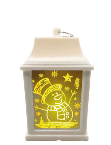 Yılbaşı Ledli Fener Kare Aynalı Kardan Adam Model 10 Cm Beyaz - 
