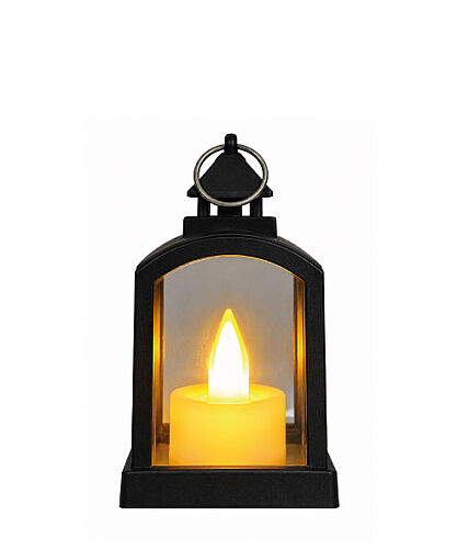 Yılbaşı Ledli Fener Rustik Model 9 Cm Siyah - 