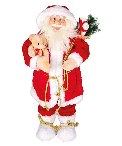 Yılbaşı Noel Baba 60 cm Kırmızı Kostümlü Ayıcıklı - 