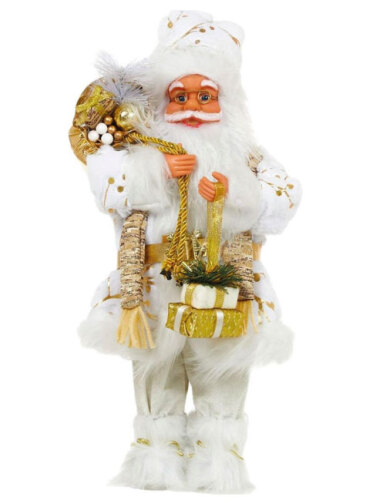 Yılbaşı Noel Baba Beyaz Kostümlü Hediye Paketli Model 60 Cm - 