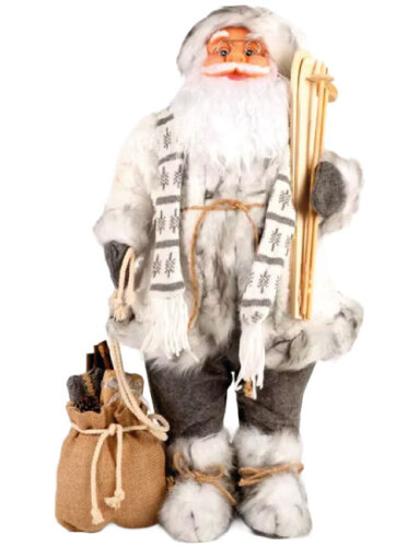 Yılbaşı Noel Baba Beyaz Kostümlü Kızaklı Model 60 Cm - 