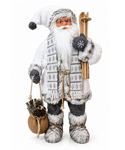 Yılbaşı Noel Baba Beyaz Kostümlü Model 100 Cm - 
