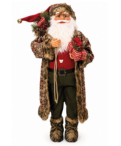 Yılbaşı Noel Baba Hediye Paketli Ekoseli Model 100 Cm - 