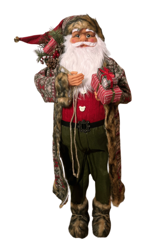 Yılbaşı Noel Baba Hediye Paketli Ekoseli Model 100 Cm - 