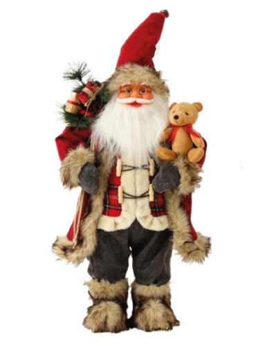 Yılbaşı Noel Baba Kırmızı Kostümlü Ayıcıklı Model 60 Cm - 