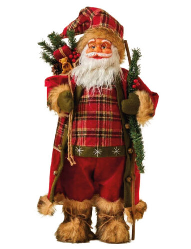Yılbaşı Noel Baba Kırmızı Kostümlü Değnekli Model 60 Cm - 
