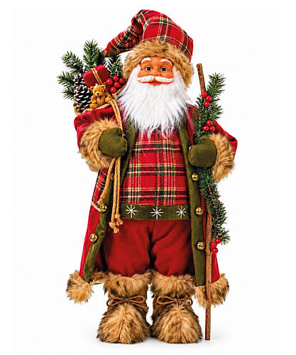 Yılbaşı Noel Baba Kırmızı Kostümlü Değnekli Model 60 Cm - 