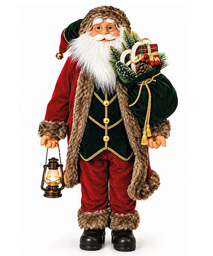 Yılbaşı Noel Baba Kırmızı Kostümlü Lambalı Model 120 Cm - 